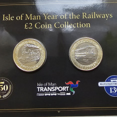 Set monede 2 x 2 pounds 2023 Isle of Man, Steam & Electric Railway, Charles,Bunc