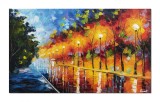 Cumpara ieftin Tablou pictat manual living, dormitor, O seara magica - 100x60cm ulei pe panza in cutit efect 3D