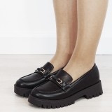 Cumpara ieftin Mocasini dama maro tip loafers cu catarama aurie 2870 04