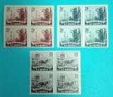 TIMBRE ROMANIA 1957 L.P.442 CENTENARUL IND. PETROLIERE ROMANE BL. 4 VALORI MNH, Nestampilat