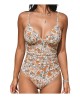 Costum de Baie Dama CUPSHE Floral, Intreg, Marime XL, Outlet - Elegant, Modelator, Bretele Ajustabile, Poliester/Elastan