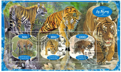 GABON 2020 - Fauna, Tigri / set complet colita + bloc foto