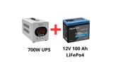 Qltec Pachet sursă de alimentare ne&icirc;ntreruptibilă pentru pompe de circulație 700W + acumulator 100Ah LiFePo4
