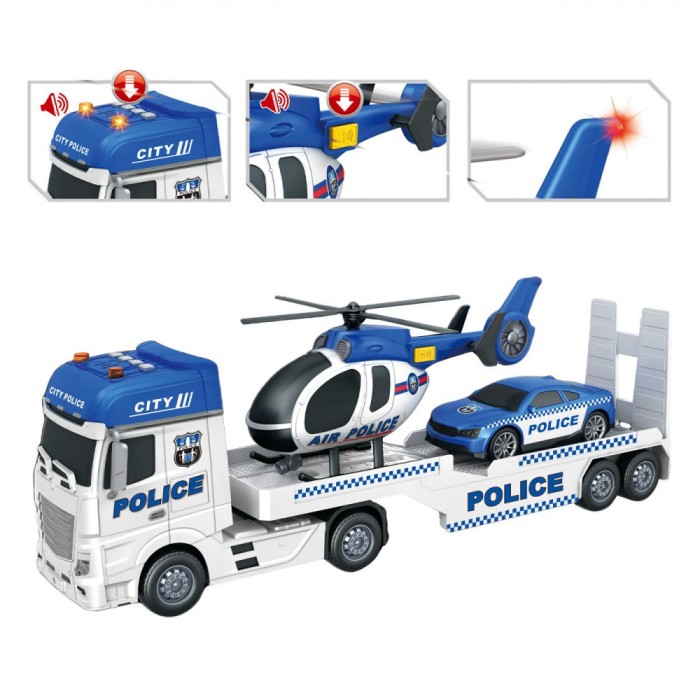 Camion de Jucărie, Model Politie, Lumini și Sunete, Set 3 Piese, Multicolor