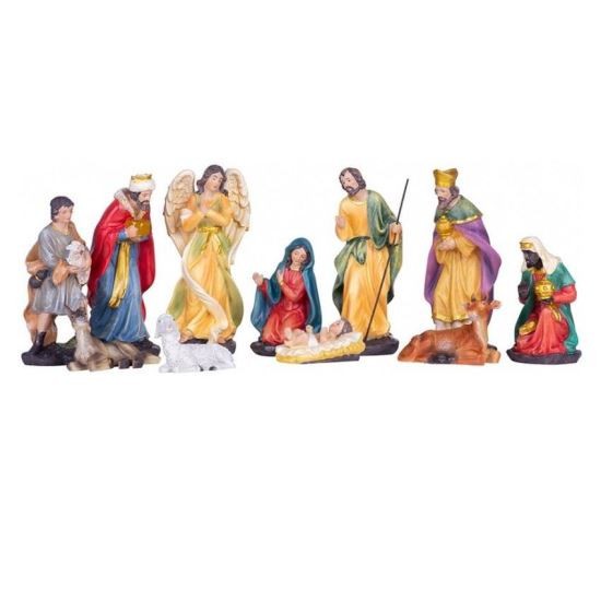Decoratiune Craciun, polirasina, Nasterea lui Iisus, set 11 figurine, 12.7 cm, Magic Home 8091414