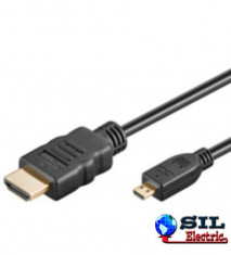 Cablu HDMI tata - micro HDMI tata HighSpeed Ethernet contacte aurite 2m foto