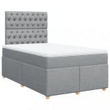 Cumpara ieftin Pat continental cu saltea, gri deschis, 120x200 cm, textil