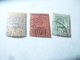 3 Timbre Guyana Britanica 1889 1c si 2c 1889 si 2c 1900 ,stampilate, Stampilat