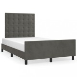 Cumpara ieftin Cadru de pat fara saltea Gri inchis 120x190 cm catifea