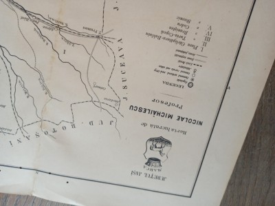 HARTA LITOGRFIE, 1904 = JUDETUL IASI * FORMAT 37,5* 27,5 CM foto