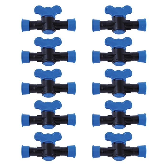 Set 10 x Robinet din plastic pentru teava picurare cu inele prin presare, Nr-7544, 17 x 17 mm