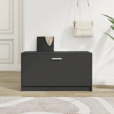 Bancheta pantofar, negru, 80x24x45 cm, lemn prelucrat foto
