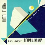 A4406N Etichetă Hotel Flora, Mamaia, ONT Carpați, Rom&acirc;nia, perioada comunistă