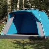 Cort de camping cabană 4 persoane albastru cu eliberare rapidă
