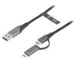 Cablu USB 2.0 0,5m USB A la Micro B și USB C