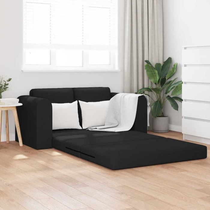 Canapea Pat 2-in-1 Neagră 148x71x83 cm Țesătură