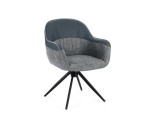 Cumpara ieftin Set 2 scaune dining otel negru textil imitatie piele gri Isotta 60x62x85h