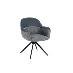 Set 2 scaune dining otel negru textil imitatie piele gri Isotta 60x62x85h