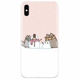 Husa silicon pentru Apple Iphone X, Cat And Snowman