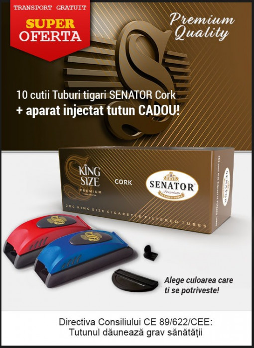 Oferta - tuburi tigari Senator 24 mm Filter XTRA + aparat injectat CADOU