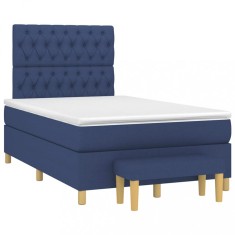 vidaXL Pat box spring cu saltea, albastru, 120x190 cm, material textil 3270431
