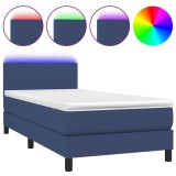 Cumpara ieftin Pat cu arcuri, saltea si LED, albastru, 120x200 cm, textil