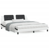 Cadru de pat cu tablie alb si negru 180x200cm piele artificiala GartenMobel Dekor, vidaXL