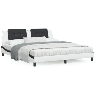 Cadru de pat cu tablie alb si negru 180x200cm piele artificiala GartenMobel Dekor foto