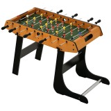HOMCOM Masă de baby-foot pliabilă din MDF, 2 mingi incluse, ideală pentru joacă acasă, design lemn/negru, 98x42x62 cm | Aosom Romania