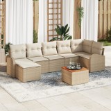 vidaXL Set de sofa pentru grădină 8 pcs Bej, alb Mare