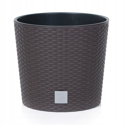 Ghiveci decorativ de flori, Prosperplast, Rato Round, rotund, maro, imitatie ratan, 25x22.4 cm foto