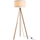 HOMCOM Modern Design Three Legged Floor Lamp Vertical Decoration Lamp, Bedroom and Office, Beige Lampshade HOMCOM Lampada da terra treppiede in legno