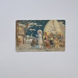 Carte Postala tematica de Craciun, litografie, circulata 1928 Buzias / Timis / Banat / Romania