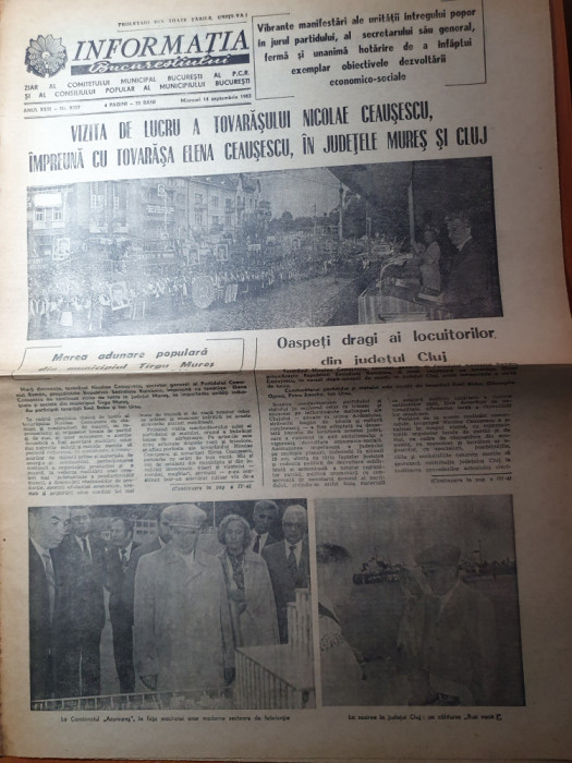 informatia bucurestiului 14 septembrie 1983-ceausescu vizita in mures si cluj
