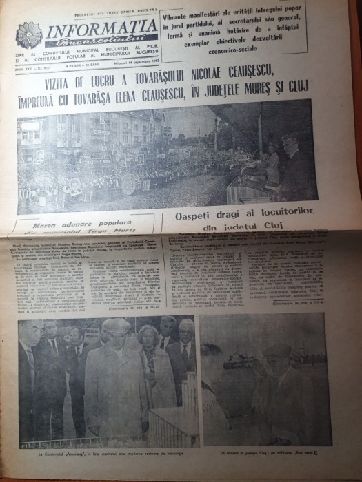 informatia bucurestiului 14 septembrie 1983-ceausescu vizita in mures si cluj