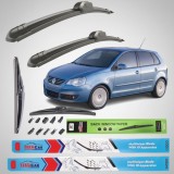 Cumpara ieftin Stergatoare Volkswagen Polo 9N3 Hatchback (2005-2009) TeamCar Flat Set Complet Parbriz + Luneta
