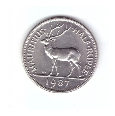 Moneda Mauritius 1/2 rupee 1987, stare foarte buna, curata foto
