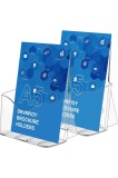 Set de 2 suporturi pentru broșuri din acril A5, afișaj transparent pentru broșuri A5, suport pentru documente A5, suport pentru flyere