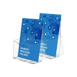 Set de 2 suporturi pentru broșuri din acril A5, afișaj transparent pentru broșuri A5, suport pentru documente A5, suport pentru flyere