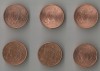 Franta, set 6 monede 1 eurocent, 2009 - 2020, Europa