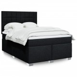VidaXL Pat box spring cu saltea, negru, 140x200 cm, textil 3290513