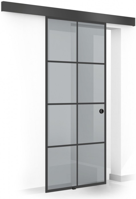 Usa culisanta Boss &reg; Black, model Rezidence negru, 80x215 cm, sticla 8 mm gri securizata, glisanta in ambele directii