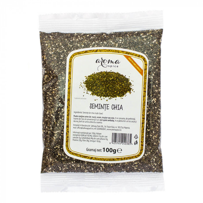 Seminte de Chia Aroma Spice, 12 Plicuri x 100g, Seminte Chia, Aroma Spice Seminte Chia, Seminte de Chia Albe, Seminte de Chia Negre, Seminte de Chia D
