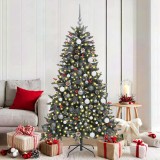 vidaXL BraddeCrăciunartificial cu lumini cu bandă LED Verde 180cm PVC