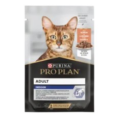Hrana umeda pentru pisici Pro Plan Nutrisavour indoor cu somon in sos 85 gr