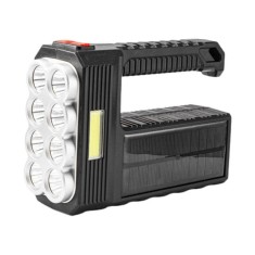 Lanterna Edman Spotlight, rezistenta la apa, cu baterie 1200 mAh, 1400 lumeni, incarcare solara, Negru