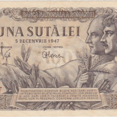 ROMANIA 100 LEI 5 DECEMBRIE 1947 aXF
