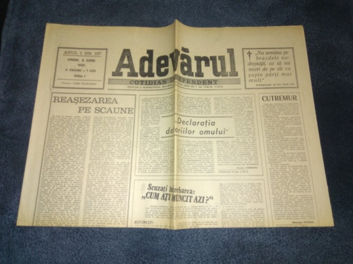 ZIARUL ADEVARUL 8 IUNIE 1990