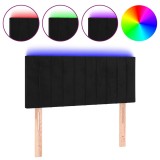 Cumpara ieftin Tablie de pat cu LED, negru, 80x5x78/88 cm, catifea