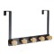 Cuier Ușă Metalic, 5 C&acirc;rlige Bambus, Negru, 33x20cm, Greutate Maximă 5kg